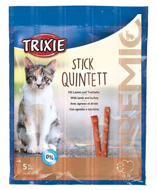 

Лакомство для кошек Trixie Premio Quadro-Sticks палочки с ягненком и индейкой 5 шт. 5 г (4011905427232)