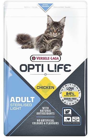 Акція на Сухой корм Opti Life Sterilised Light беззерновой для стерилизованных котов склонных к полноте 2.5 кг (59209) від Stylus