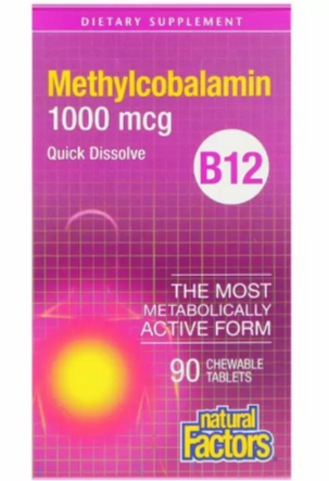 

Natural Factors Methylcobalamin Витамин В12 1000 мкг 90 таблеток