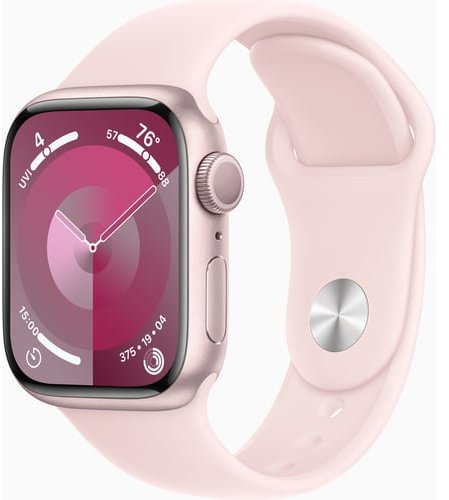 Акція на Apple Watch Series 9 41mm Gps Pink Aluminum Case with Pink Sport Band - S/M (MR933) від Stylus