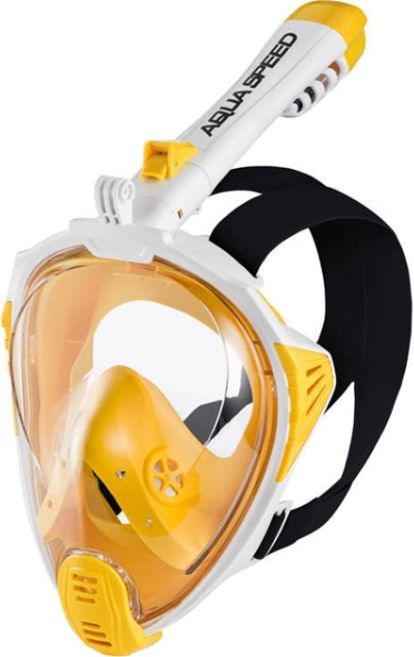 Акція на Полнолицевая маска Aqua Speed Drift 7089 белый, желтый Уни S/M (249-58) від Stylus