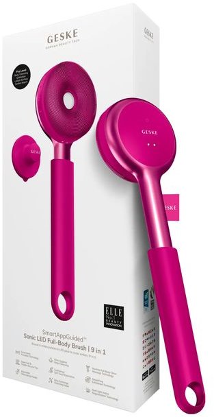 Акція на Звуковая светодиодная щетка для всего тела Geske Sonic Led Full-Body Brush&Intensive Exfoliator 9в1 magenta від Stylus