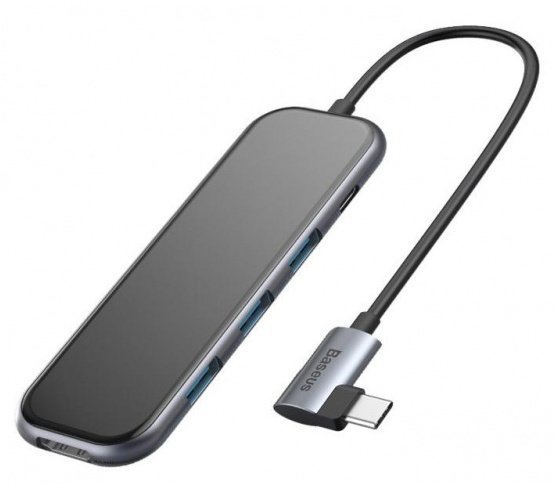 Акція на Baseus Adapter USB-C to 3xUSB3.0+HDMI+USB-C Deep Gray (CAHUB-BZ0G) від Y.UA