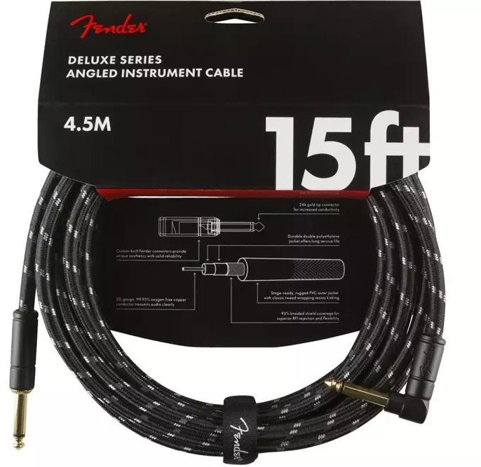 

Кабель инструментальный Fender Cable Deluxe Series 15' Angled Black Tweed