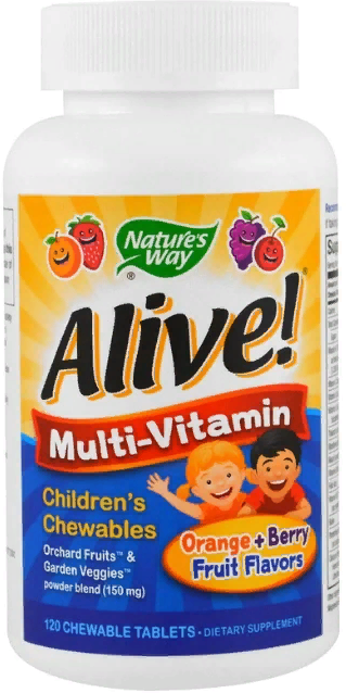 

Nature's Way, Alive! Children's Chewable Multi-Vitamin, Orange, Berry, 120 Chewable Tablets (NWY-15786)