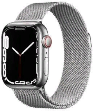 

Apple Watch Series 7 45mm GPS+LTE Silver Stainless Steel Case with Silver Milanese Loop (MKJW3/MKJE3)