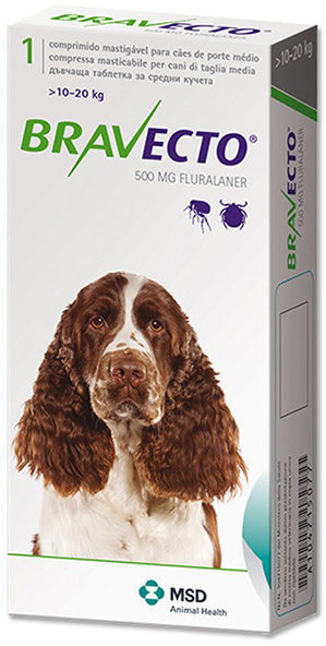 Акція на Жувальна таблетка Бравекто від бліх і кліщів для собак 10 - 20 кг (8713184146526) від Y.UA