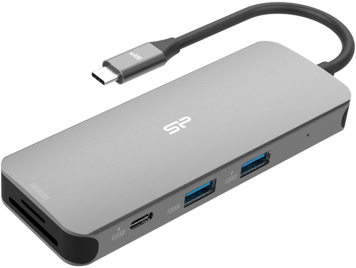 Акція на Silicon Power Adapter SR30 USB-C to 2xUSB3.2+USB-C+HDMI+RJ45+PD 100W Aluminum Silver (SPU3C08DOCSR300G) від Stylus