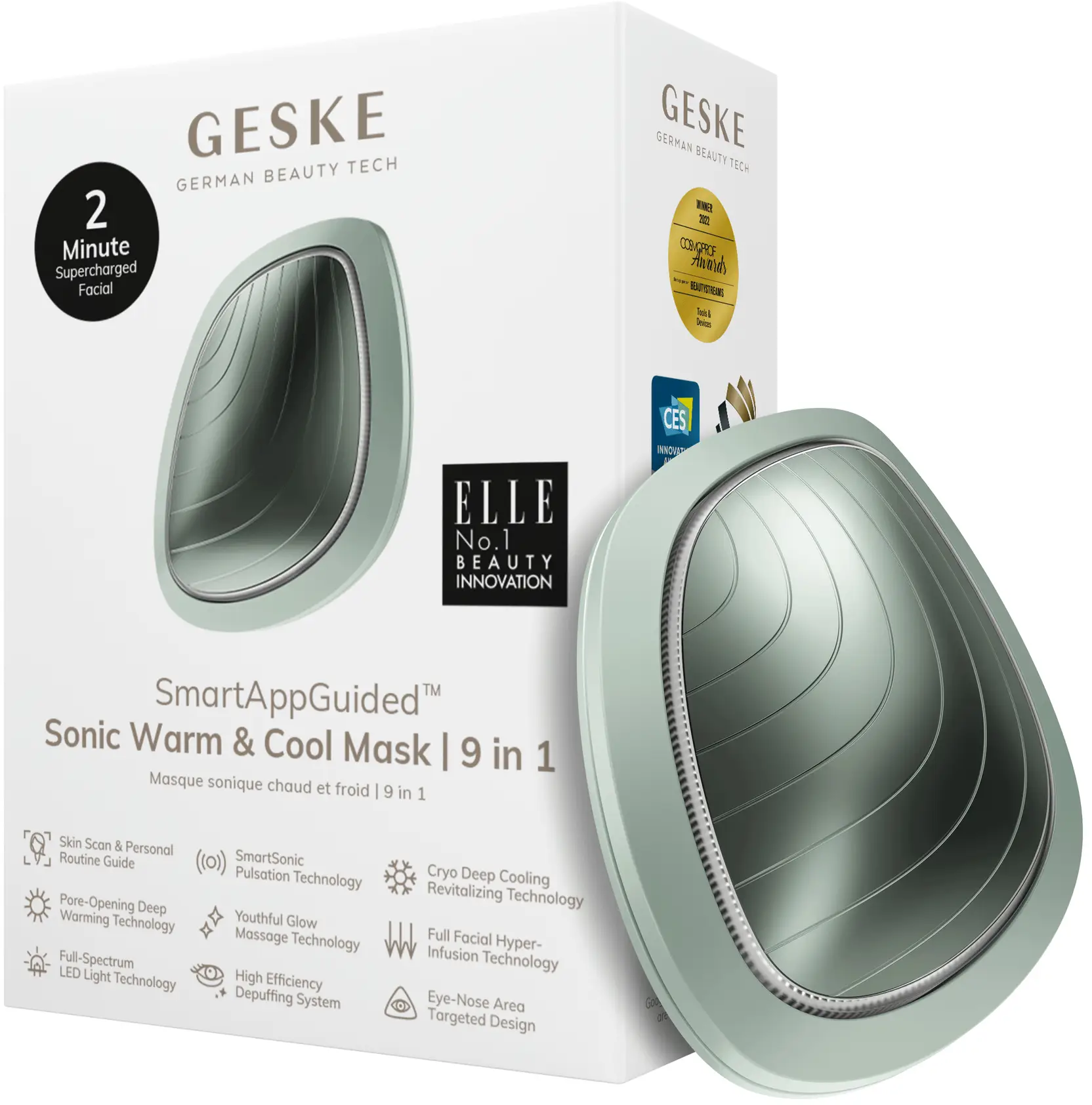 Акція на Ультразвуковая маска тепло и холод Geske Sonic Warm&Cool Mask 9в1 green від Stylus