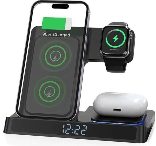 Акція на Wiwu Wireless Charger Power 5 in 1 Wi-W006 15W Black для Apple iPhone, Apple Watch and Apple AirPods від Y.UA
