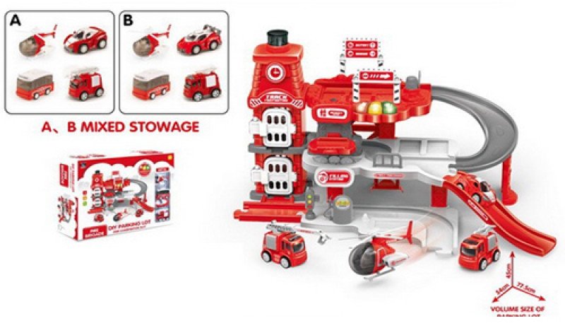 

Гараж Пожарная станция Parking Lot, 3 этажа, машинки, музыка (2 вида) (CLM-992)