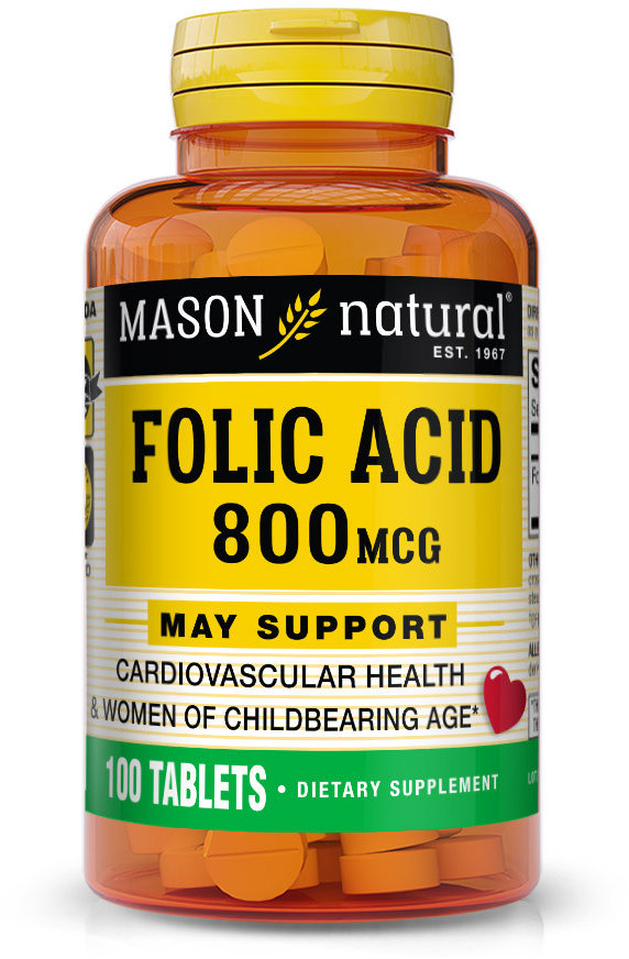 

Mason Natural Folic Acid 800 mcg Фолиевая кислота 100 таблеток