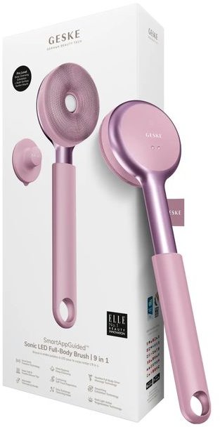 Акція на Звуковая светодиодная щетка для всего тела Geske Sonic Led Full-Body Brush&Intensive Exfoliator 9в1 pink від Stylus