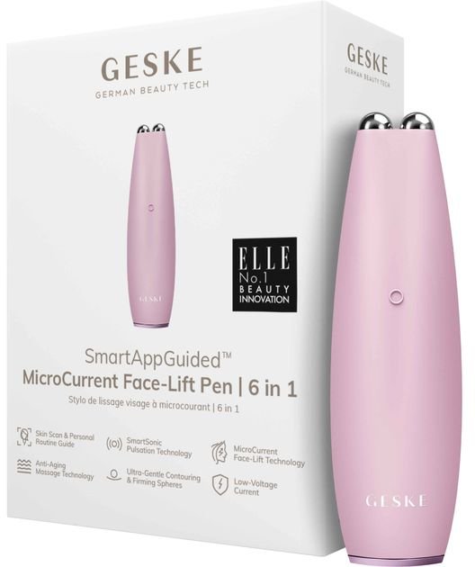 Акція на Микротоковая ручка для подтяжки лица Geske MicroCurrent Face-Lift Pen 6 в 1 Pink (GK000013PK01) від Stylus