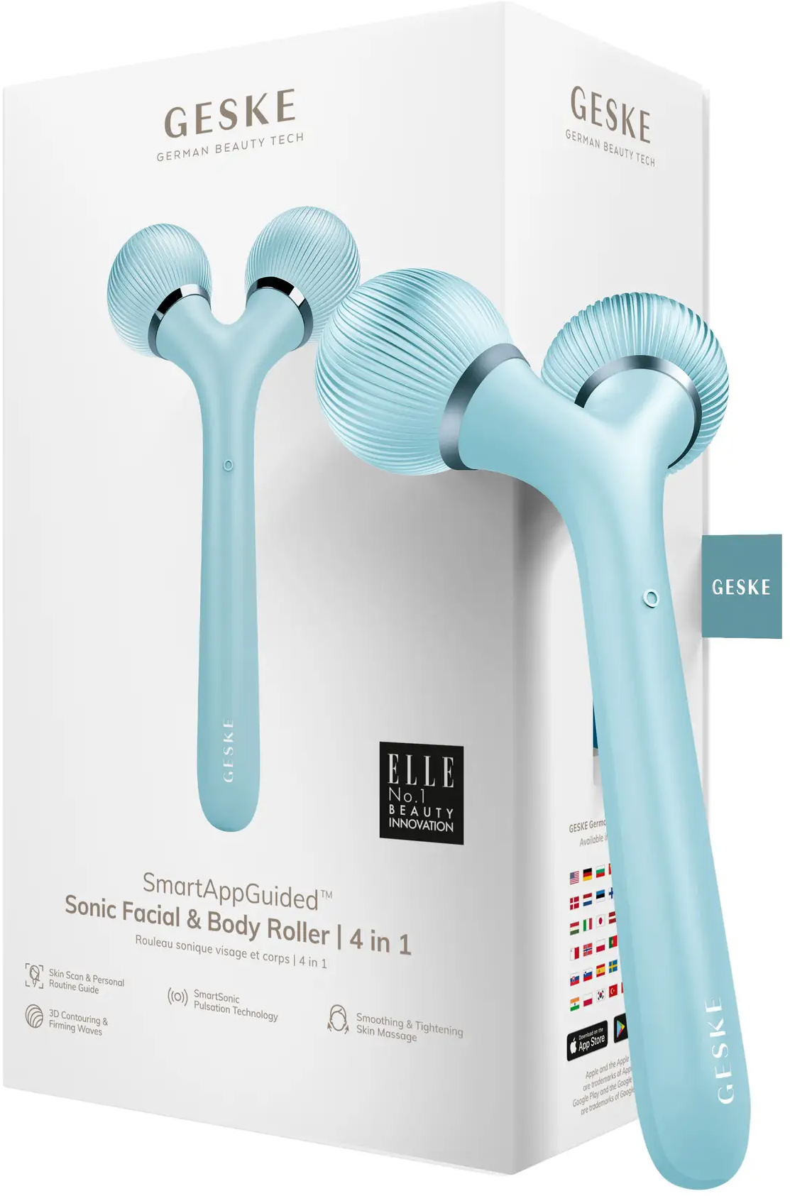 

Електронний ультразвуковий ролик для обличчя та тіла Geske Sonic Facial&Body Roller 4в1 turquoise