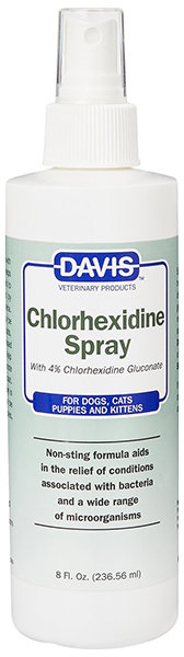 Акція на Спрей з 4% хлоргексидином Davis Chlorhexidine Spray для собак та котів із захворюваннями шкіри та вовни 237 мл (53961) від Y.UA