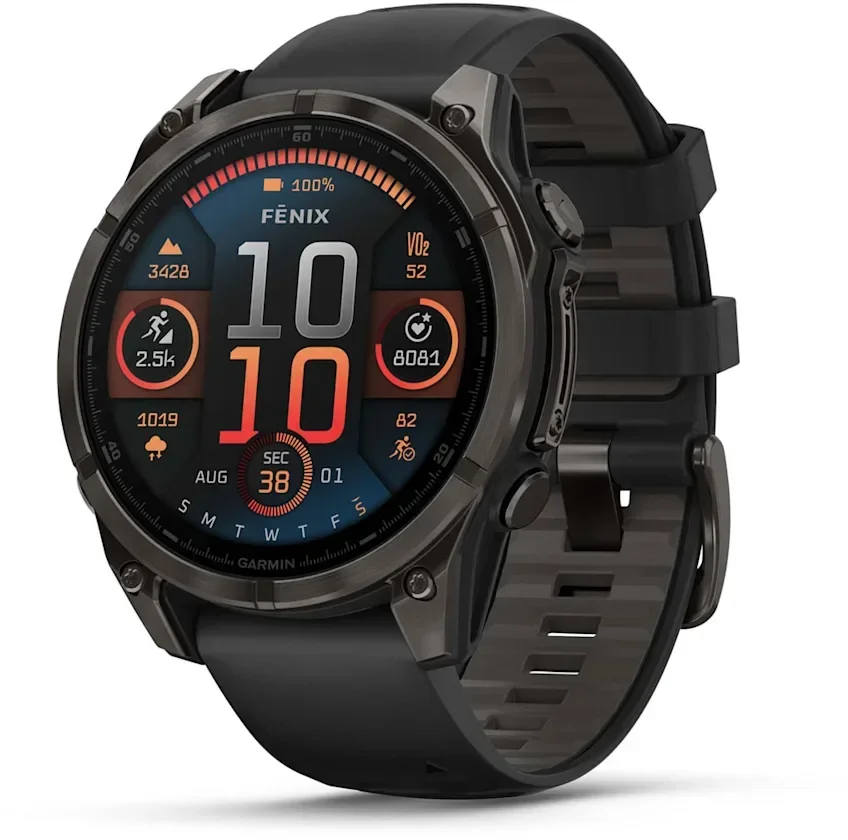 

Garmin Fenix 8 Amoled 47mm Sapphire Carbon Grey Dlc with Black/Pebble Grey Silicone Band (010-02904-21)