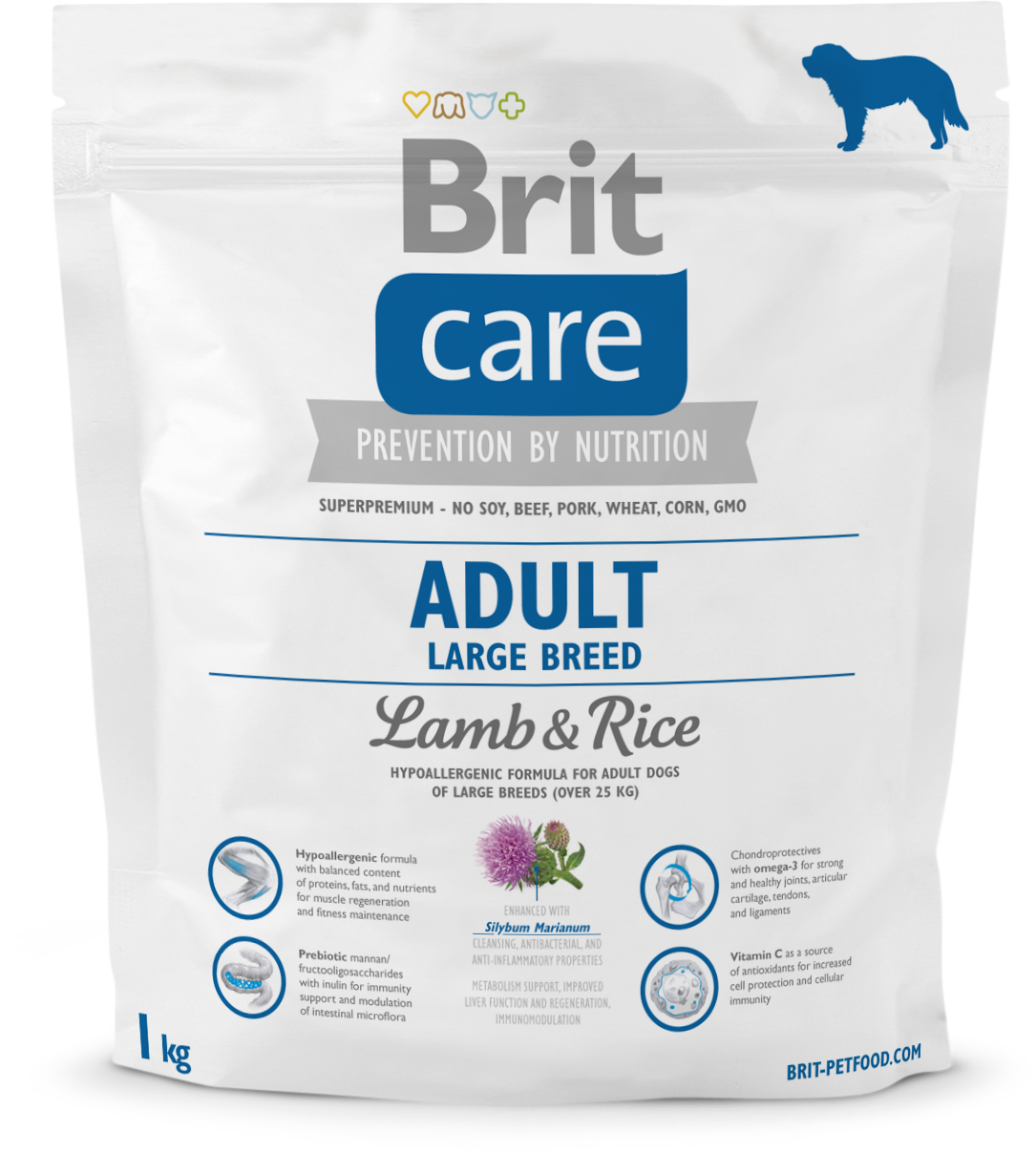 

Сухой корм для взрослых собак крупных пород Brit Care Adult Large Breed Lamb & Rice 1 кг (8595602509980)