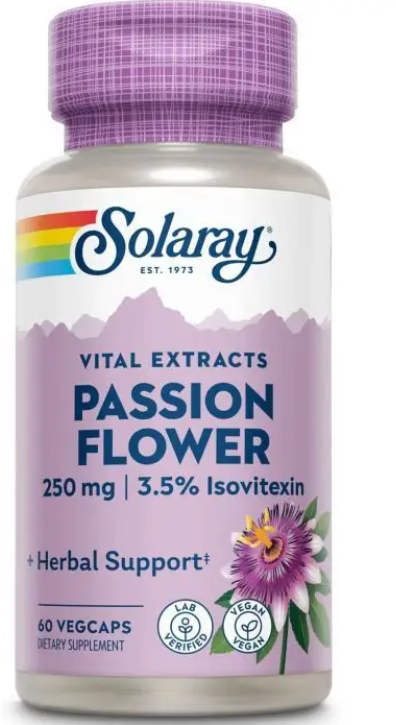 

Solaray Guaranteed Potency Passion Flower Aerial Extract Пассифлора экстракт 250 мг 60 капсул