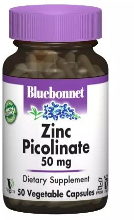 

Bluebonnet Nutrition Zinc Picolinate 50 mcg Цинк Піколінат 50мг 50 вегетаріанських капсул