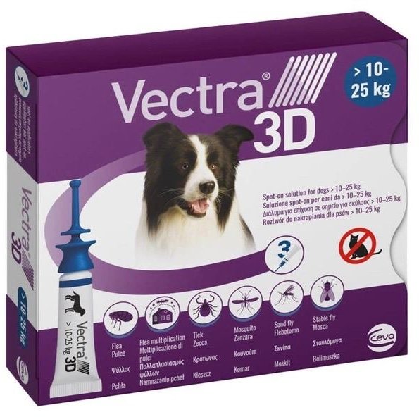 Акція на Капли на холку для собак Ceva Vectra 3D от 10.1 до 25.0 кг 3х3.6 мл (179,799) від Stylus
