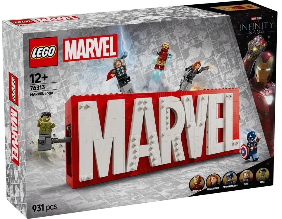 Акція на Конструктор Lego Super Heroes Логотип и минифигурки Marvel 931 деталь (76313) від Stylus