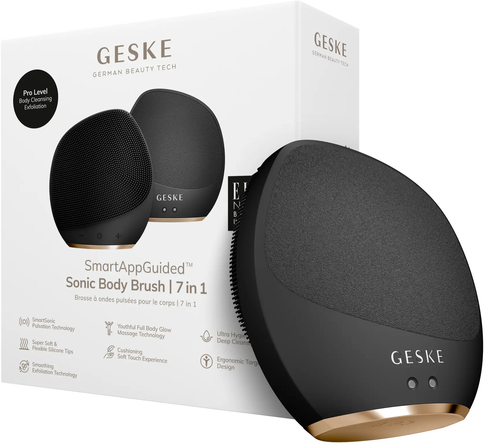 Акція на Ультразвуковая щетка для тела и интенсивный пилинг Geske Sonic Body Brush&Intensive Exfoliator 7в1 gray від Stylus