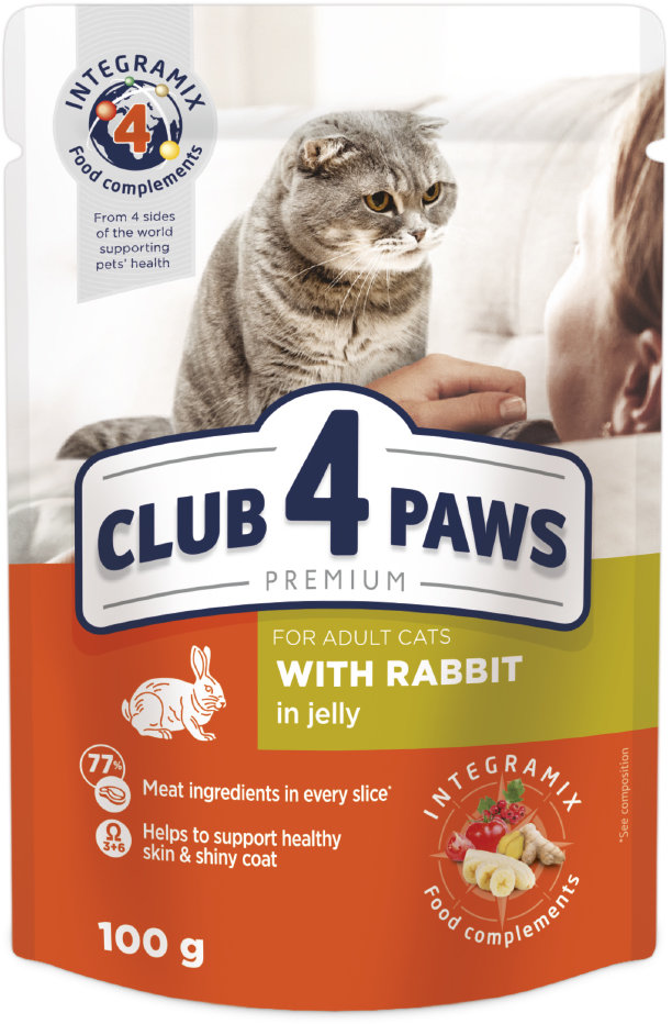 Акція на Влажный корм Club 4 Paws Premium Adult cats для кошек кролик в желе 24х100 г (LT) (4820083908903) від Stylus