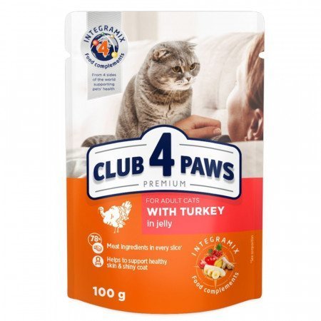 Акція на Влажный корм Club 4 Paws Premium Adult cats для кошек с индейкой в желе 24х100 г (4820215364256) від Stylus