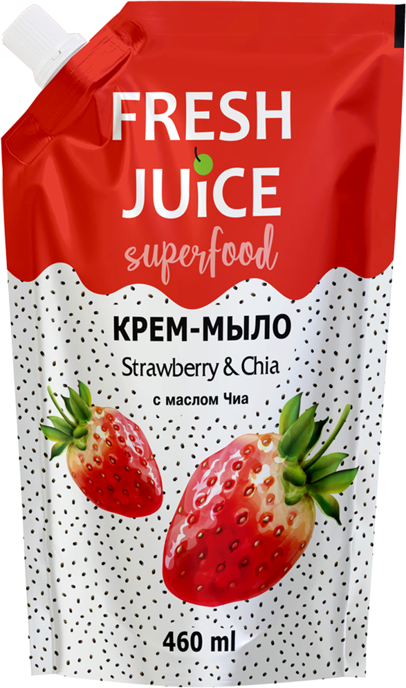 

Fresh Juice Superfood Strawberry & Chia Крем-мыло клубника и чиа с маслом чиа дой-пак 460 ml