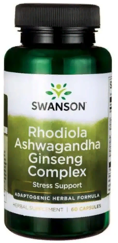 

Swanson Rhodiola Ashwagandha Ginseng Родиола, ашвагандха і женьшень 60 капсул