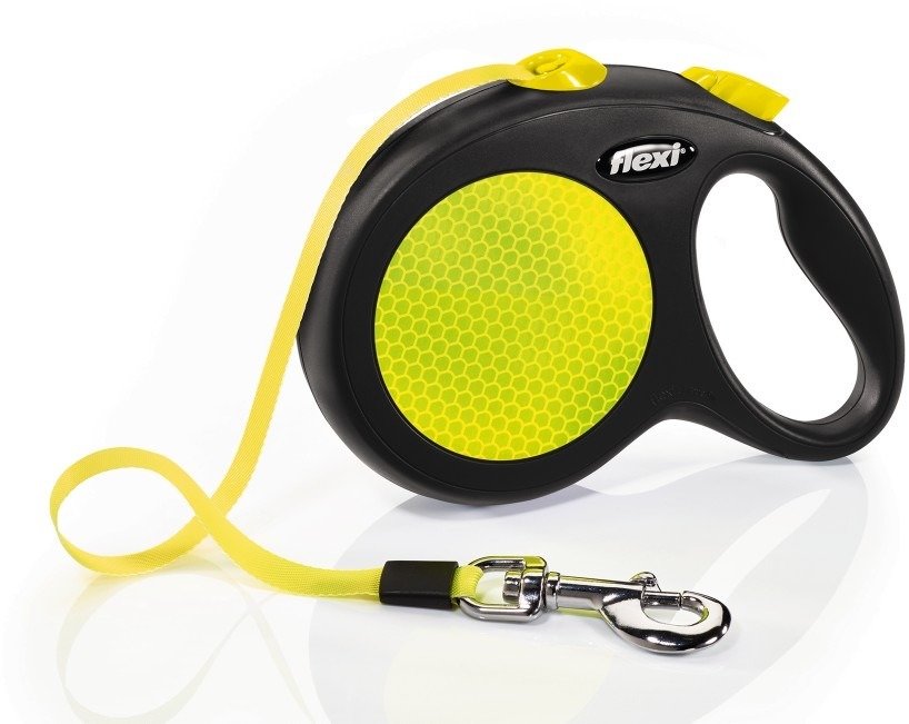 Акція на Рулетка Flexi Neon S стрічка 5 м до 12 кг. Чорний з жовтим (C5055678) від Y.UA
