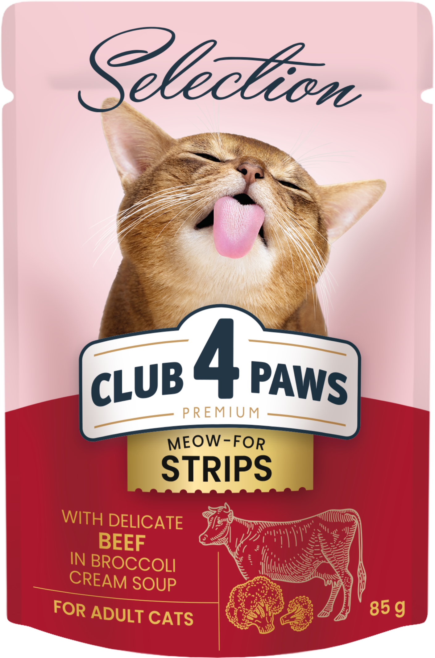 Акція на Влажный корм Club 4 Paws Premium Selection Cat Strips Beef in Broccoli Cream Soup полоски с говядиной в крем-супе для котов 12х85 г (4820215368100) від Stylus