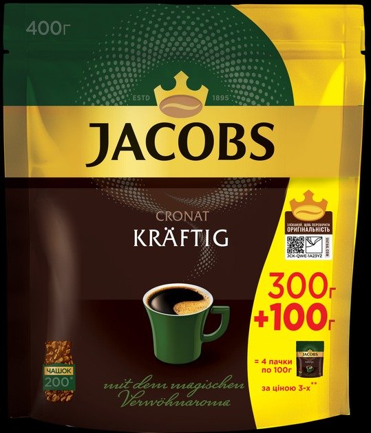 

Кофе растворимый Jacobs Cronat Kraftig 400 г (8711000683088)