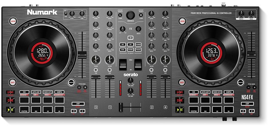 

Профессиональный 4-дековый DJ-контроллер Numark NS4FX