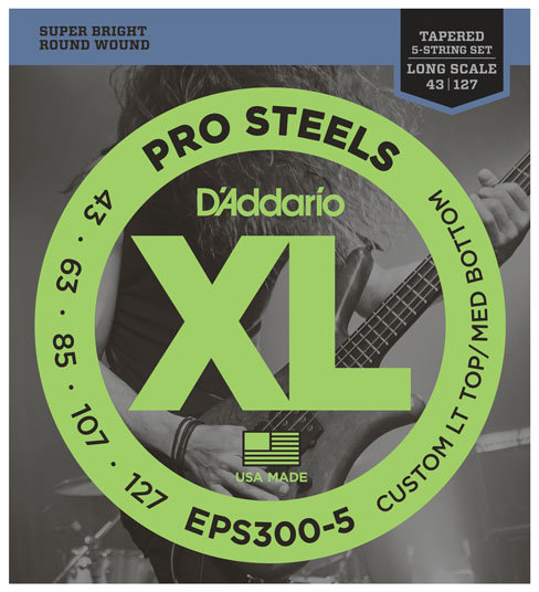 

Струны D`ADDARIO EPS300-5 ProSteels, Custom Lt Top / Md Bottom, 43-127, Tapered