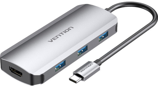 Акція на Vention Adapter USB-C to HDMI+3xUSB3.0+PD 100W (TODHB) від Stylus