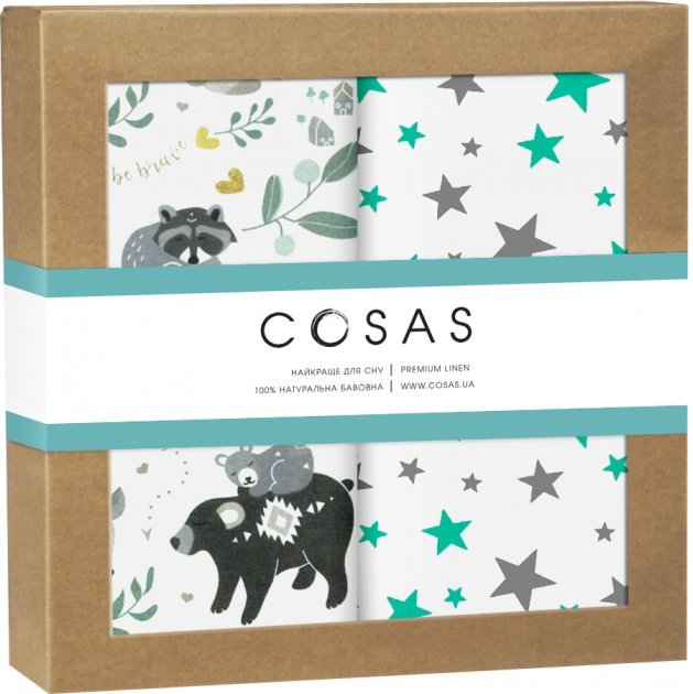 

Набор пеленок Cosas Animals Wood Starfalls Mint Grey бязь (4822052074596)