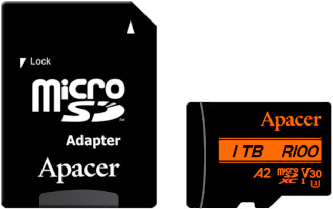 Акція на Apacer 1TB microSDXC Class 10 UHS-I U3 V30 + adapter (AP1TBMCSX10U8-R) від Stylus