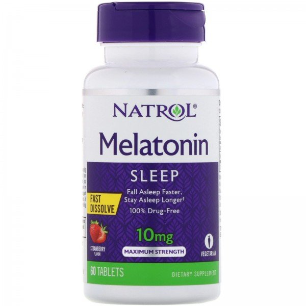 Акція на Natrol Melatonin Sleep with Strawberry flavour 10 mg Мелатонин с вкусом клубники 60 таблеток від Stylus