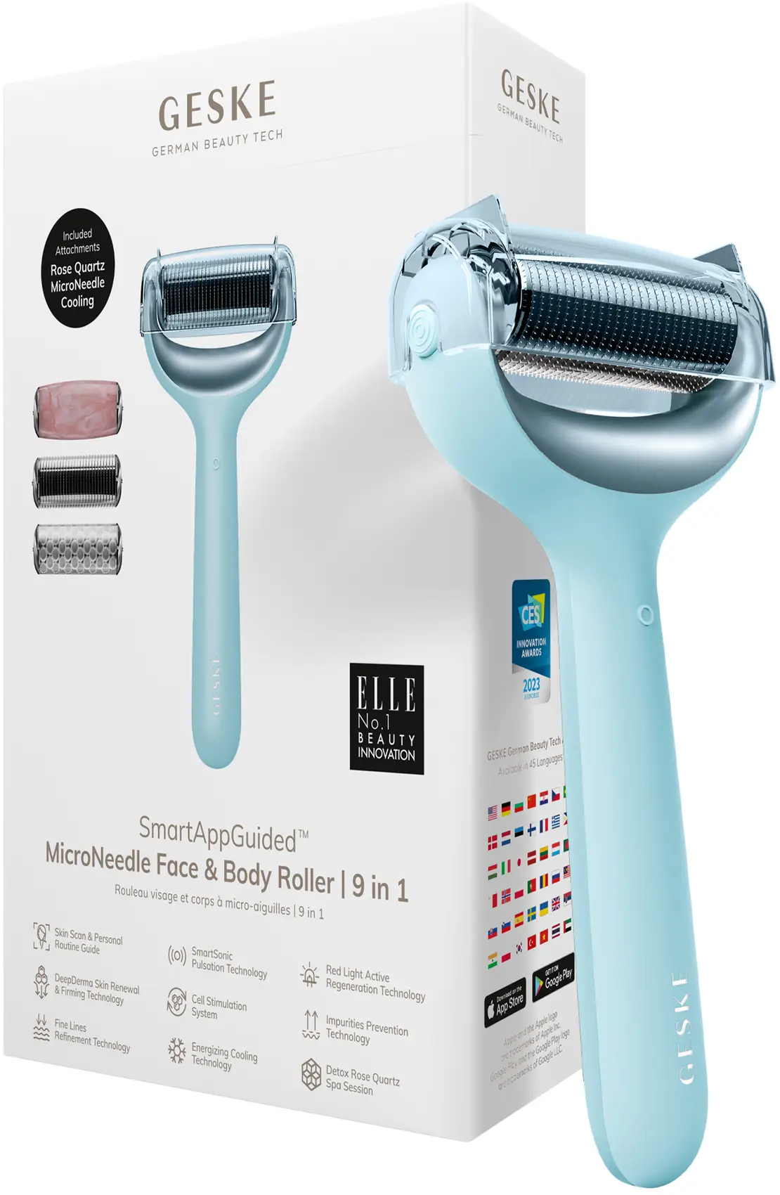 

Электронный роллер для лица и тела с микроиглами Geske MicroNeedle Face&Body Roller 8в1 turquoise