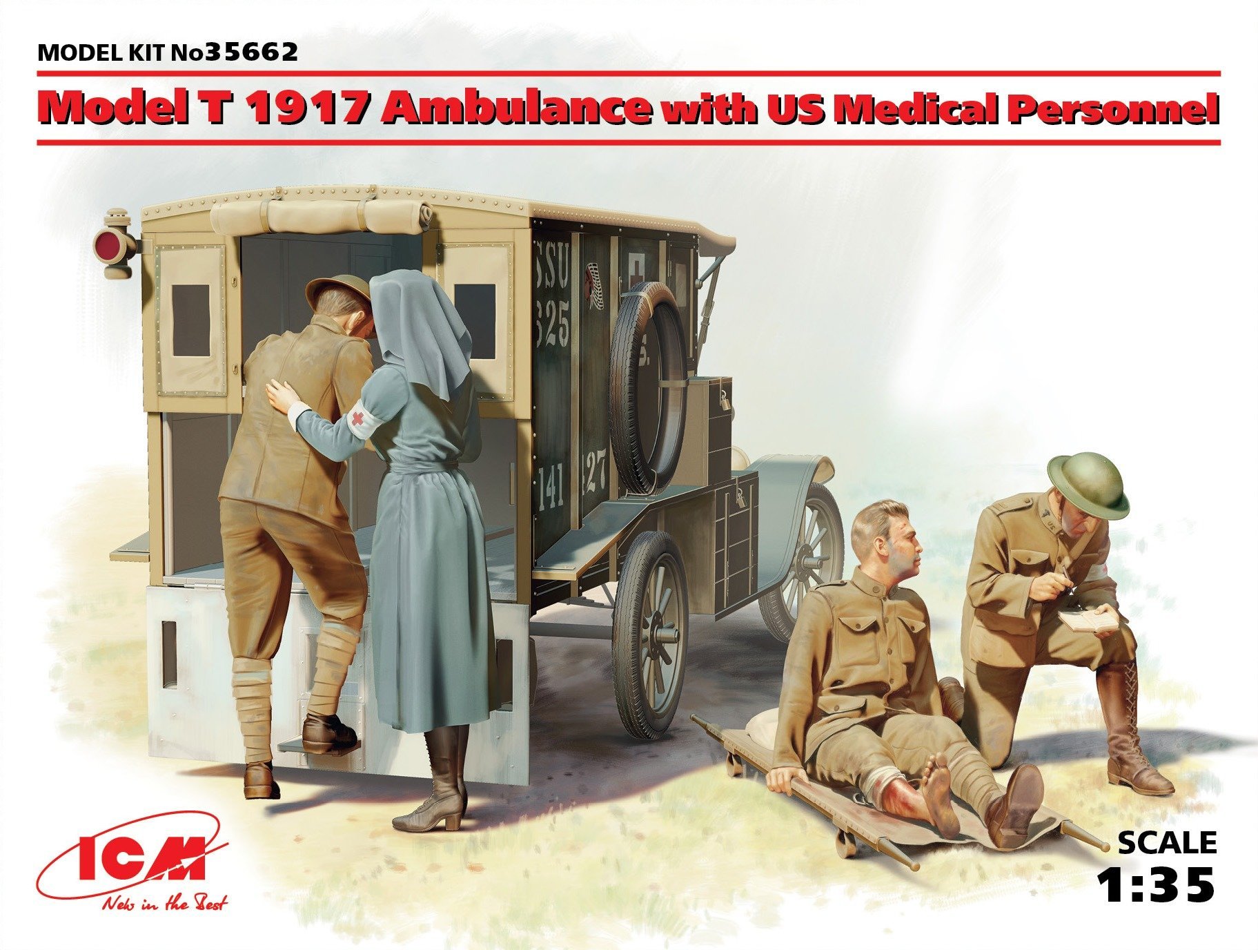 

Санітарний автомобіль: Модель Т 1917р. з медичним персоналом США, Ambulance with Us Medical Personnel (ICM35662)