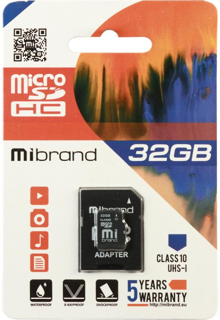 

Mibrand 32GB microSDHC class 10 UHS-I (MICDHU1/32GB-A)