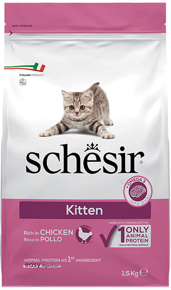 Акція на Сухой монопротеиновый корм Schesir Cat Kitten для котят с курицей 1.5 кг (54445) від Stylus