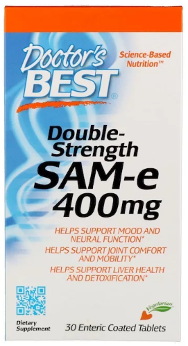 

Doctor's Best SAM-e (S-Adenosyl-L-Methionine) 400 Double-Strength 30 Enteric Coated Tabs (DRB-00151)