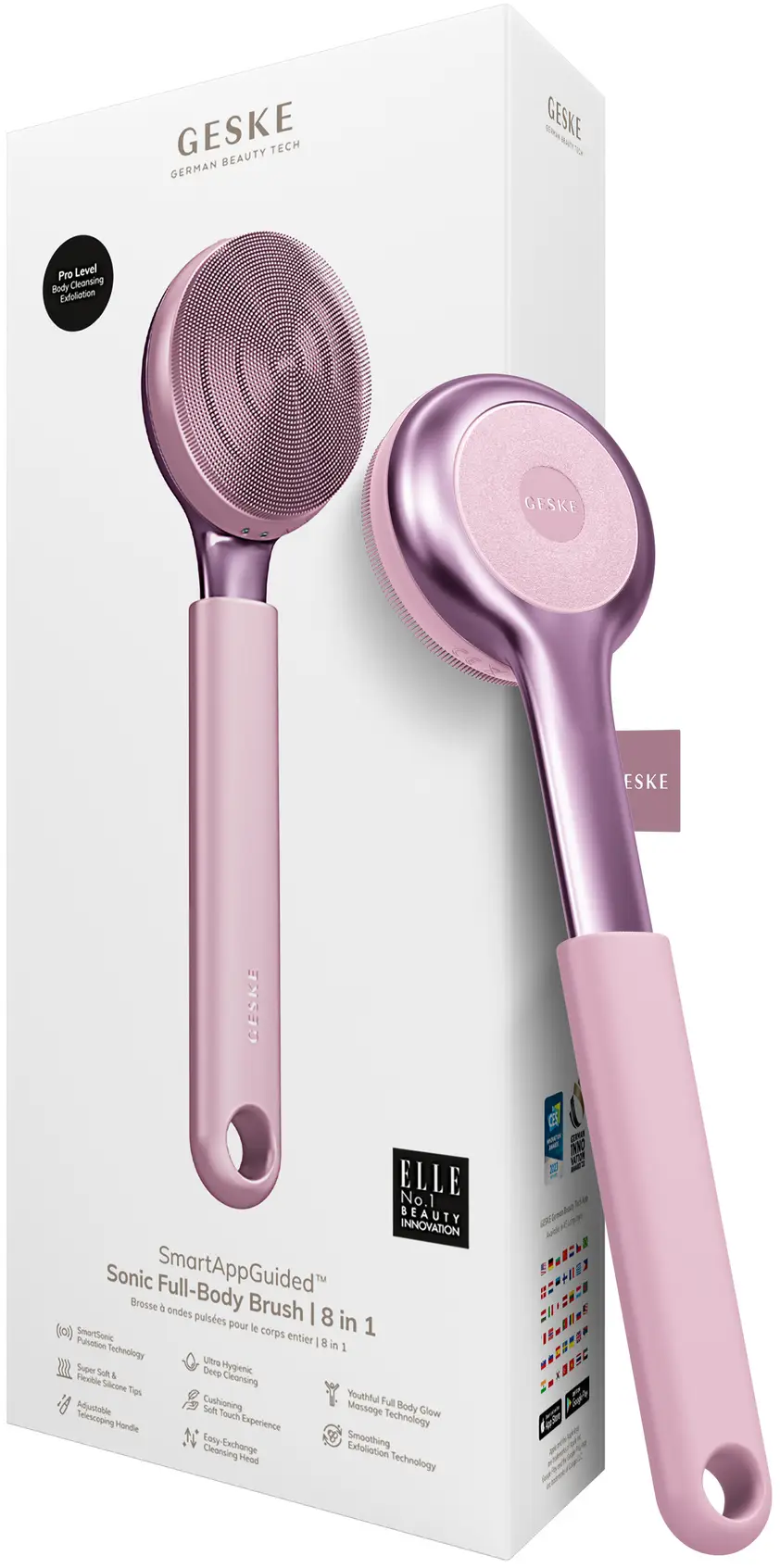 

Ультразвукова щітка для тіла Geske Sonic Full-Body Brush&Intensive Exfoliator 8в1 pink