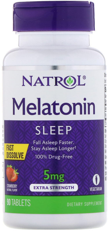 Акція на Natrol Melatonin, Fast Dissolve, Strawberry, 5 mg, 90 Tablets (NTL-05865) від Stylus