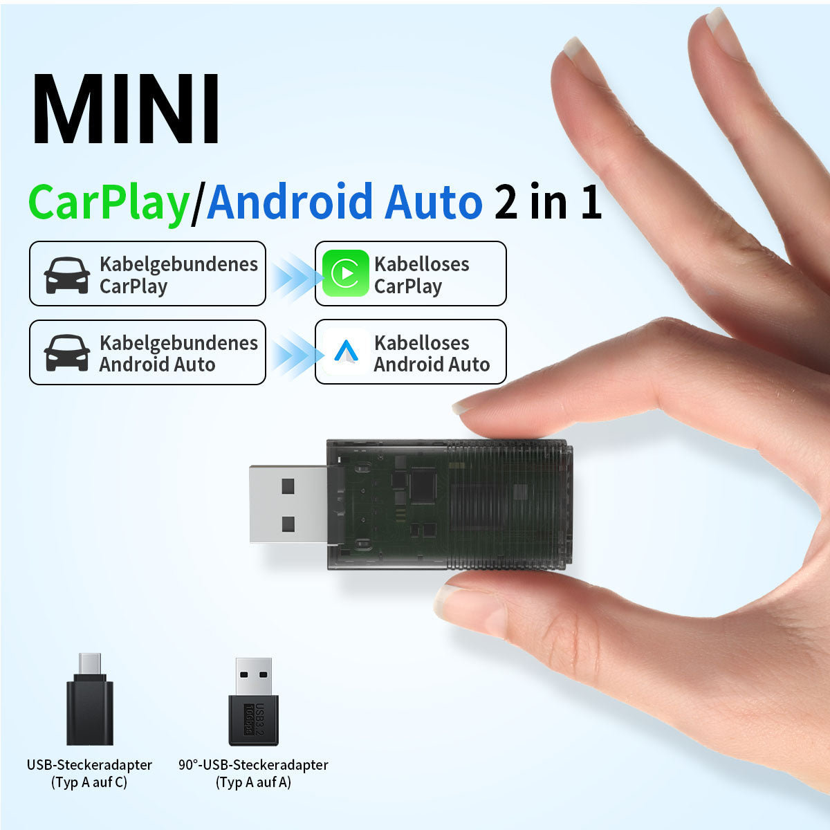 

Беспроводной адаптер Ottocast Mini Wireless 2-in-1 CarPlay Und Android Auto Adapter (CP86 2 in 1)