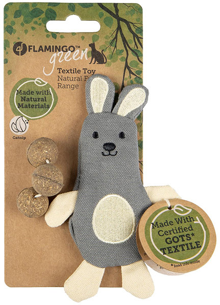 Акція на Екологічна іграшка з котячої м'ятою Flamingo Natural Fun Rabbit для котів 9.5х1х14 см від Y.UA