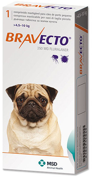 Акция на Жувальна таблетка Бравекто від бліх і кліщів для собак 4.5-10 кг (8713184146519) от Y.UA